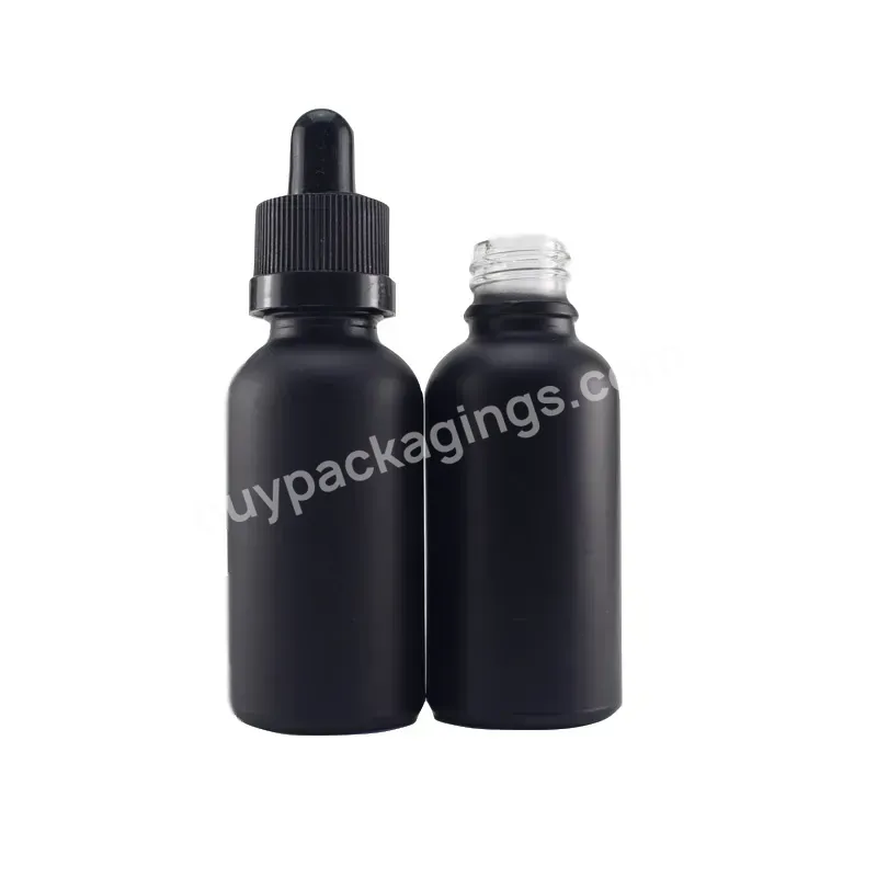 Essential Oil Packaging 5ml 10ml 15ml 30ml 50ml 100ml Cosmetic Eye Matte Black Serum Glass Dropper Bottle With Paper Tube Box