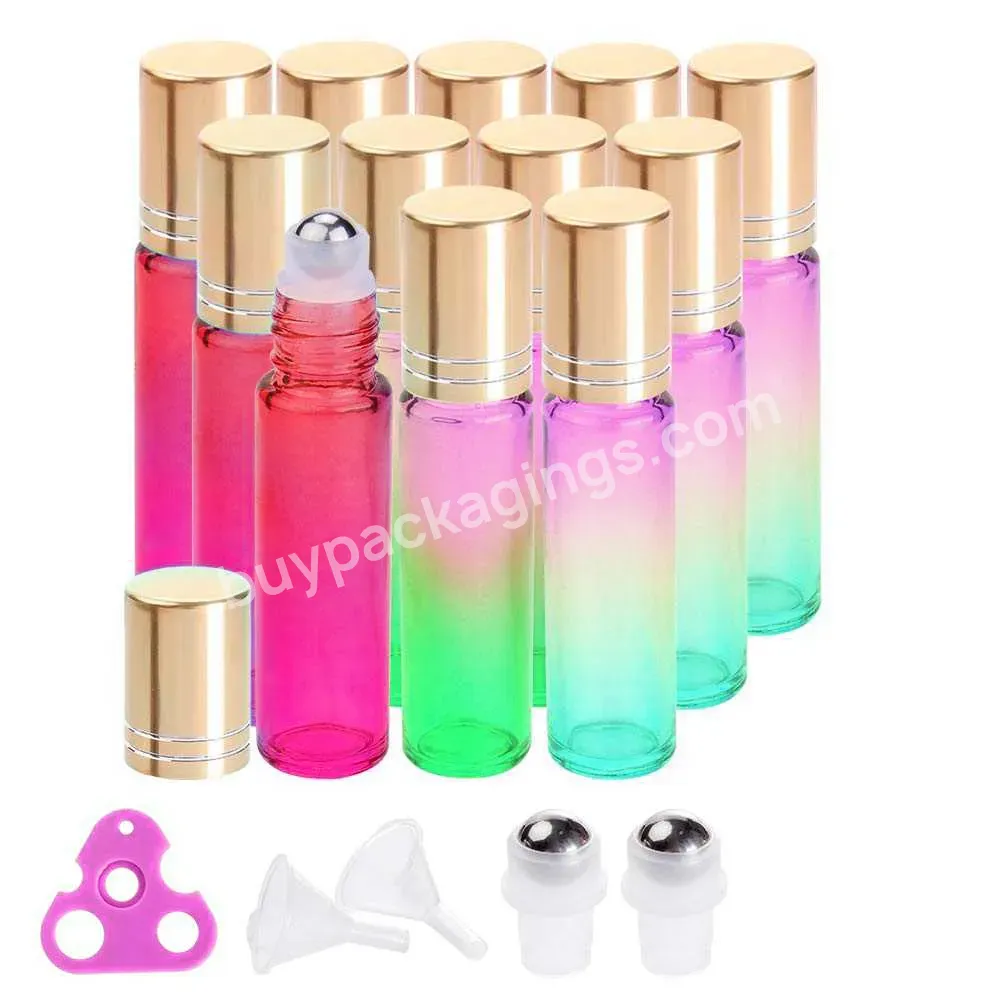 Essential Oil Perfume Roller Bottle Clear Amber Pink Purple Green 1ml 2ml 3ml 10ml Glass Roll On Bottle With Cap