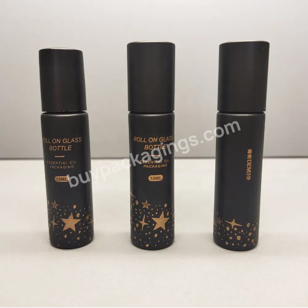 Essential Oil Roller Bottle 5ml 10ml Empty Glass With Metal Cosmetic Screen Printing Roll On Cosmetic Perfume Packaging