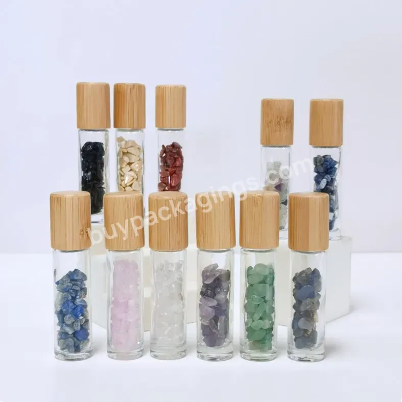 Essential Oil Stone Roller Ball Glass Bottle Stone Roll On Glass Bottle With Bamboo Wooden Cap For Essential Oi