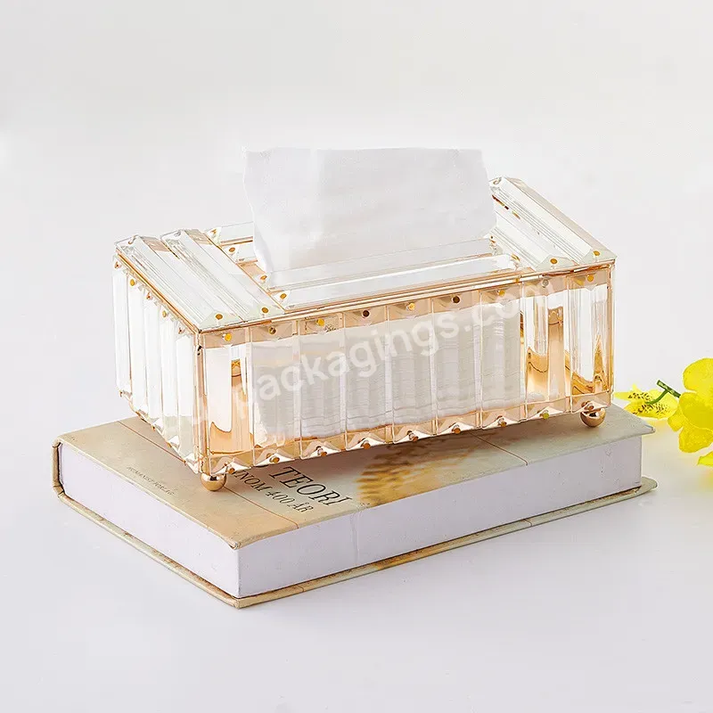 European Iron Tissue Box Decoration Ornament Crystal Tissue Box Hotel Restaurant Ornaments Desktop Napkin Tissue Box