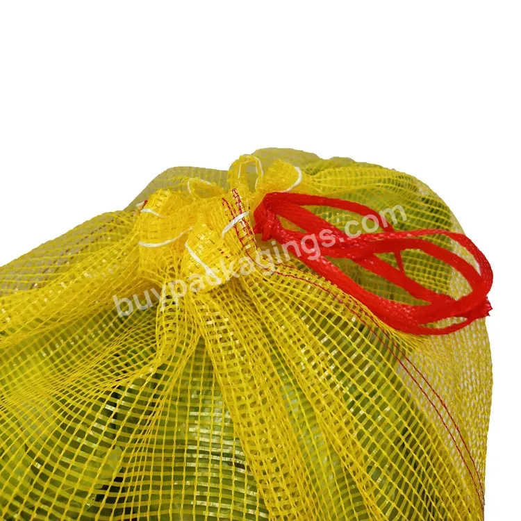 Export Plastic Packaging Red Orange Green Empty Pp Tubular Woven Ventilated Logo Leno Net Sack Onion Mesh Bag For Potato