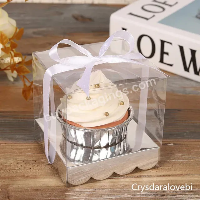 Exquisite Transparent Pet/pvc Cupcake Box Suitable For 2/4/6 Paper Cup Baking Muffin Box