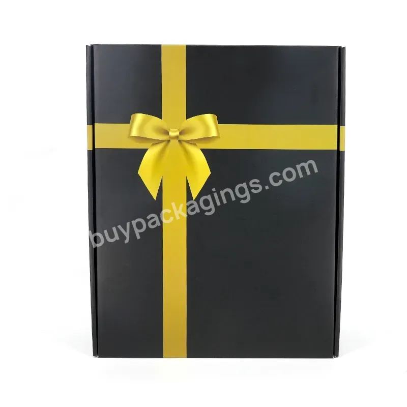 Extra Large Gold Foil Ribbon Printed Branded Birdnest Skin Care Set Package Gift Boxes Packaging Large Black Packaging Boxes
