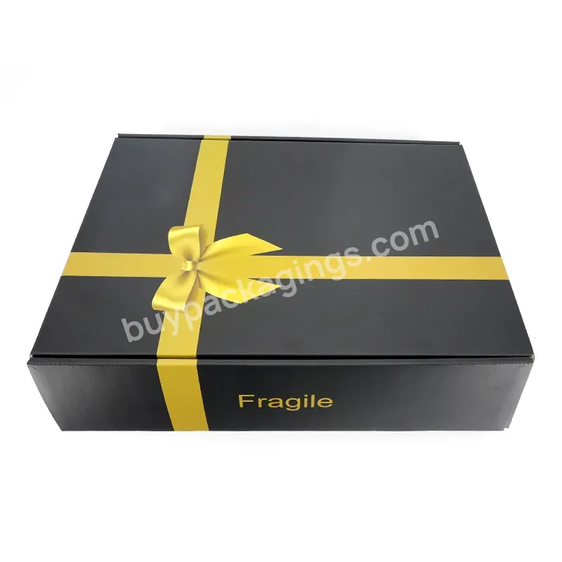 Extra Large Gold Foil Ribbon Printed Branded Birdnest Skin Care Set Package Gift Boxes Packaging Large Black Packaging Boxes