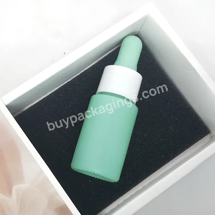 Face Serum Oil Bottle Luxury Beauty Skin Care Packaging 10ml 15ml 20ml Cosmetic Green Frosted Glass Bottles 15 Ml With Dropper