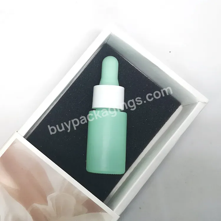 Face Serum Oil Bottle Luxury Beauty Skin Care Packaging 10ml 15ml 20ml Cosmetic Green Frosted Glass Bottles 15 Ml With Dropper