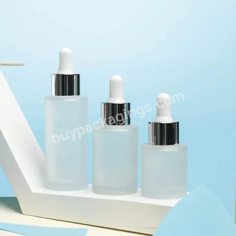 Face Serum Water Based Skin Care Packaging Makeup Essentials Aluminum Collar Empty Frosted Face Serum Dropper Bottle