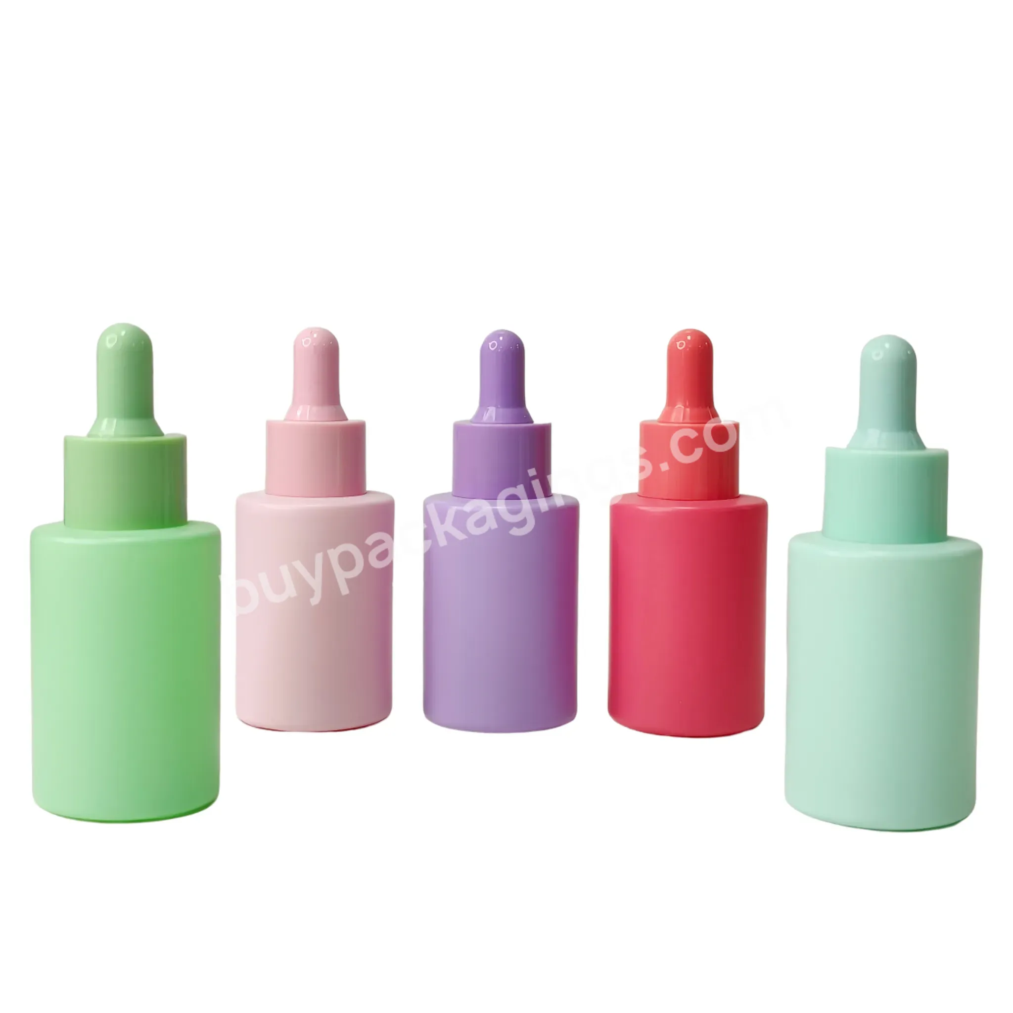 Face Skin Care Serum Essential Oil Packaging 1oz 30ml Frosted Pink Green Red Purple Blue Glass Colorful Dropper Bottle