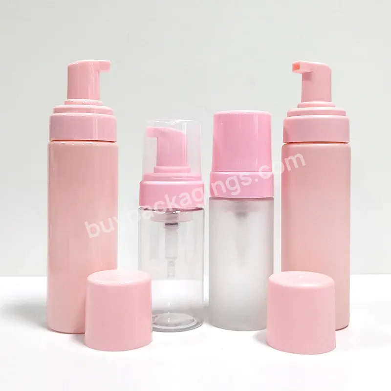 Face Wash Facial Hair Cleanser Bottles Packaging Cute Round Shape Lash Cleansing Pink Foam Pump Bottle 200ml