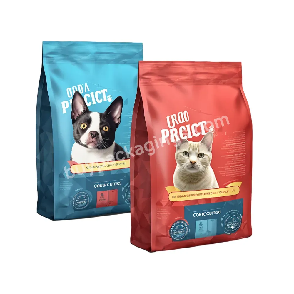 Factory 2kg 5kg 10kg 15kg 20 Kg Plastic Aluminum Foil Flat Bottom Ziplock Cat Dog Pet Food Packaging Bag