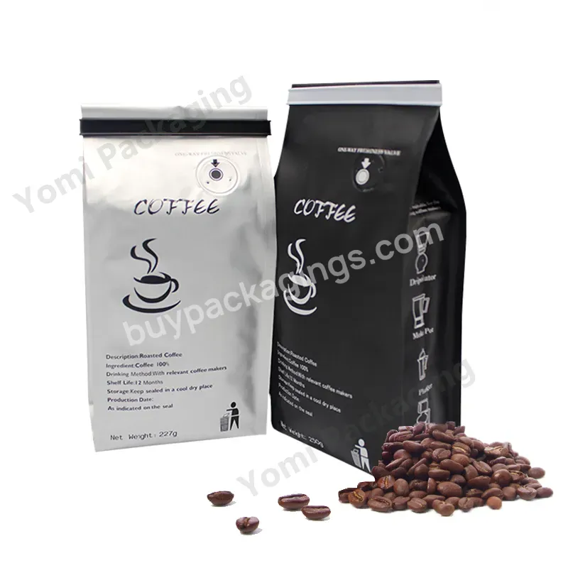 Factory 8oz 10oz 500g Coffee Bolsas Recyclable Flat Bottom Bags With Valve