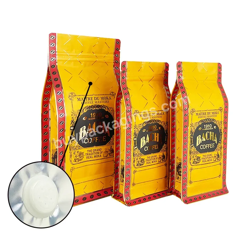 Factory Bolsas De Cafe Coffee Bags Custom Printed Uv Printing Flat Bottom Reusable Coffee Pouches With Valve