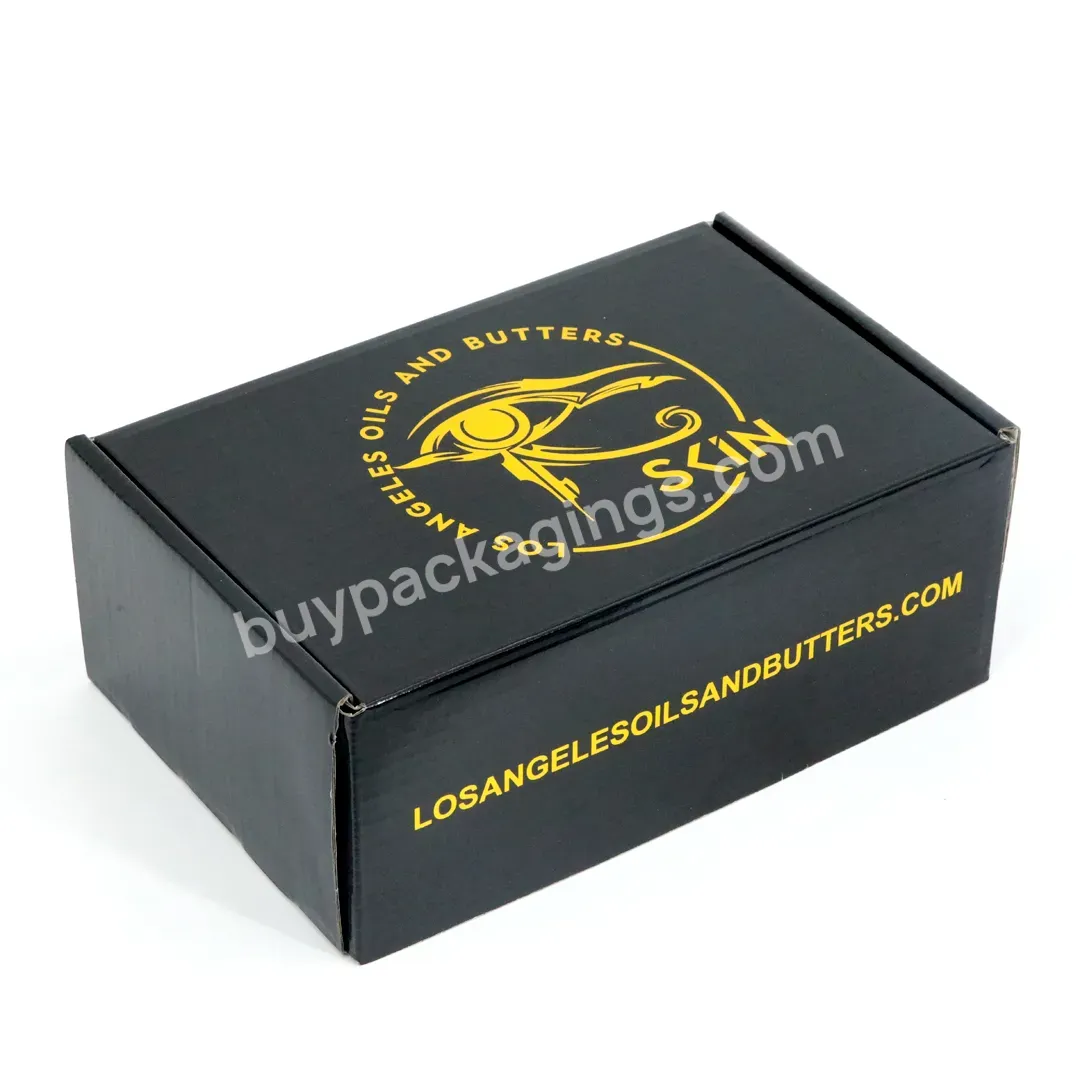 Factory Corrugated Black Shipping Box Corrugated Shoe Clothing Paper Packaging Box Gift Mailer Box With Gold Foil Stamping