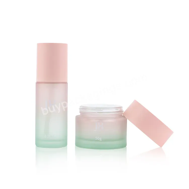 Factory Cosmetic Packaging Set 50g 80g Cream Jar Glass Bottle 40ml 100ml 120ml With Lotion And Spray Pump