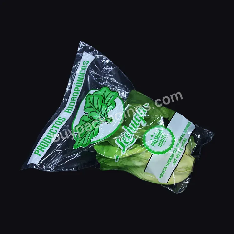 Factory Cpp Opp Plastic Lettuce Produce Bag Vegetable Poly Bags Packaging Clear Custom Logo Printing Flower Sleeve Transparent