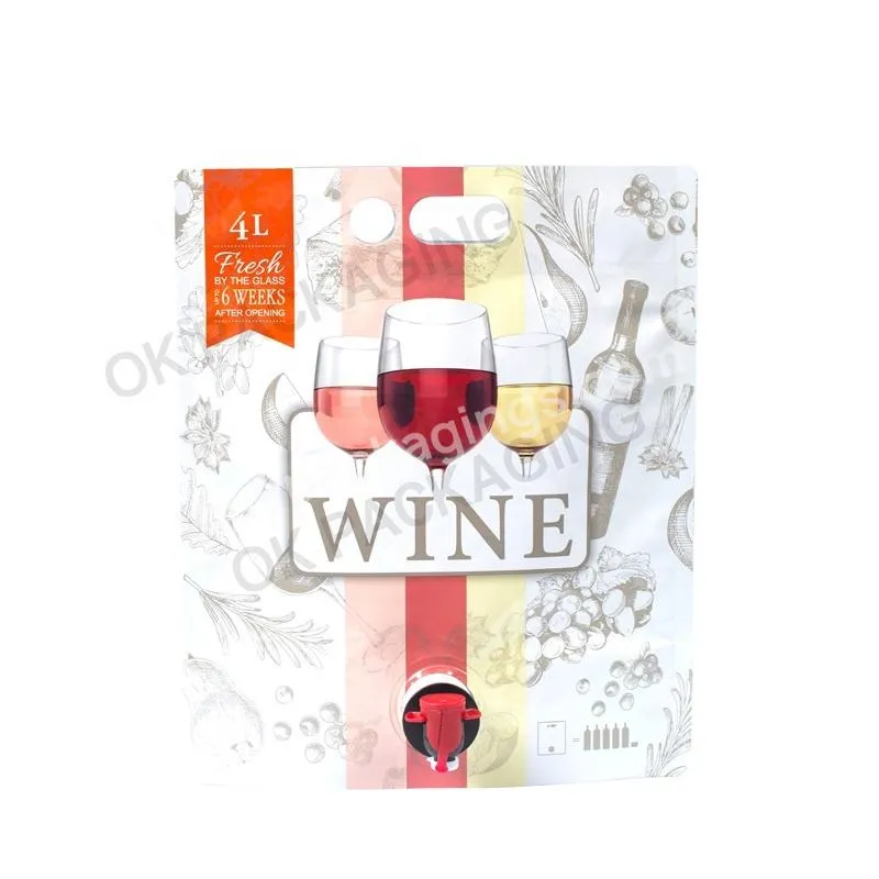 Factory Custom 10l 20l 220l Wine Bag In Box For Red Wine And Oil With Holder,Valve Bib Bag In Box Wine Bib Bag In Box