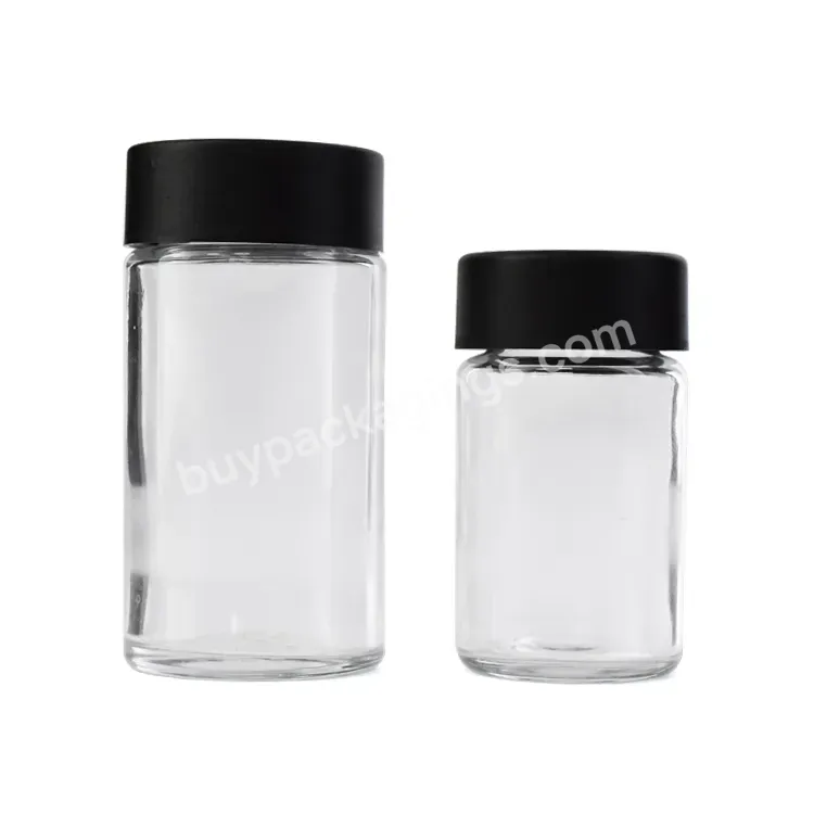 Factory Custom Classic 38mm Child Resistant Straight Sided Clear Glass Jar Container Bottle With Airtight Lid