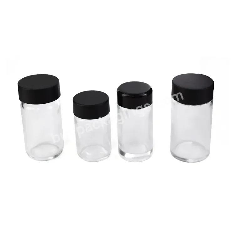 Factory Custom Classic 38mm Child Resistant Straight Sided Clear Glass Jar Container Bottle With Airtight Lid