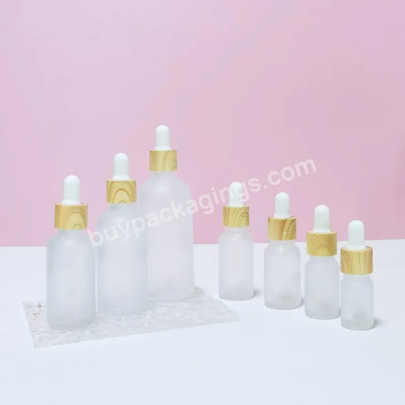 Factory Custom Clear Frosted Cylinder Hair Oil Cosmetic Serum Glass Dropper Empty Bottle For Essential Oil