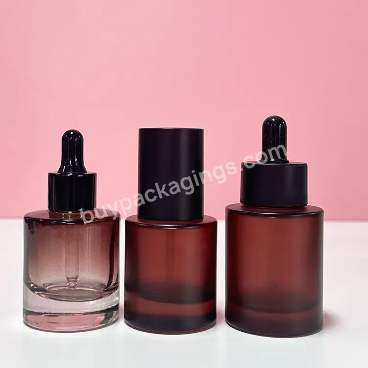 Factory Custom Essence Oil 30ml Dark Brown Dropper Bottle Cosmetic Boston Round Glass Bottles Clear Serum Glass Dropper Bottle