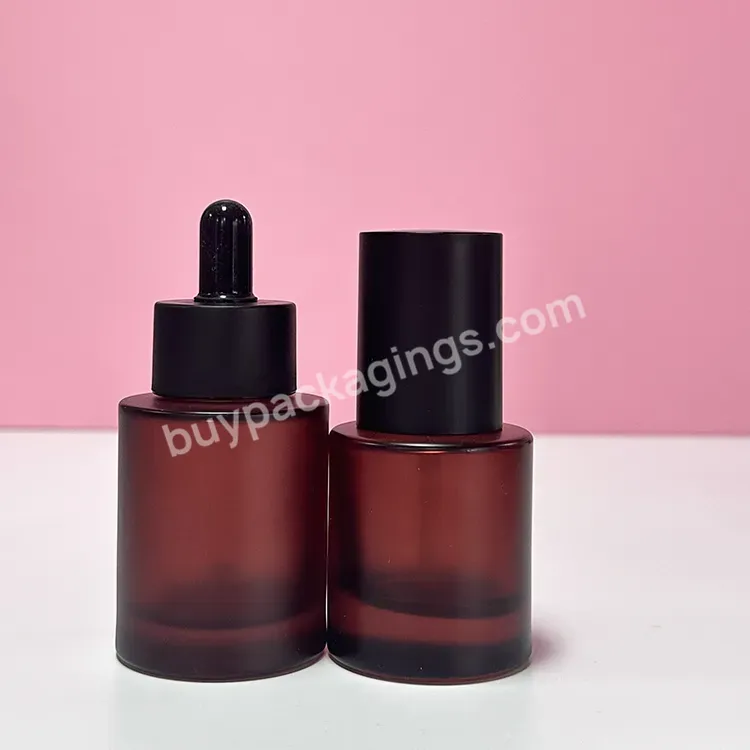 Factory Custom Essence Oil 30ml Dark Brown Dropper Bottle Cosmetic Boston Round Glass Bottles Clear Serum Glass Dropper Bottle