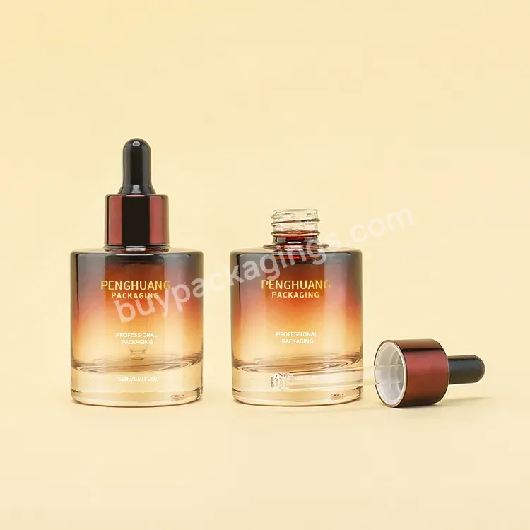 Factory Custom Essence Oil 50ml Amber Dropper Bottle Cosmetic Glass Round Skincare Serum Glass Dropper Bottle - Buy Amber Glass Dropper Bottle,Glass Packaging Cosmetic,Cosmetic Bottle Packaging.