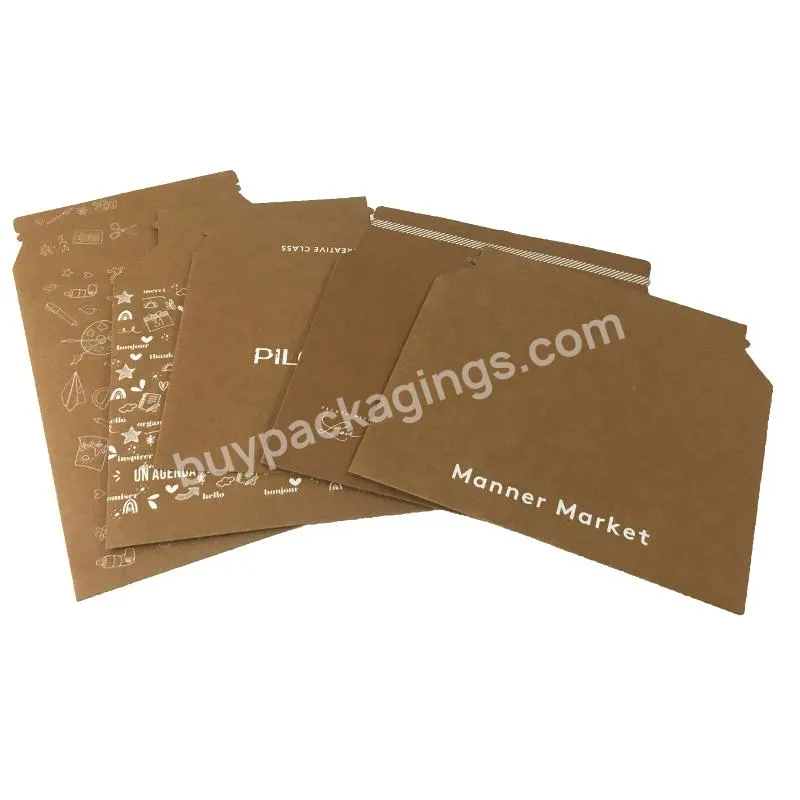 Factory Custom Flat Rigid Mailer Self-Adhesive Shipping Double Cardboard Envelope A4