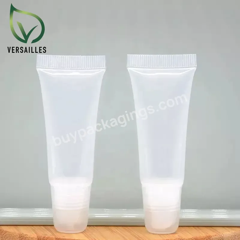 Factory Custom Lip Gloss Empty Tube Slant Lip Glaze Lip Moisturizing Hose Cosmetic Dispensing Tube Transparent Pe Flip Top