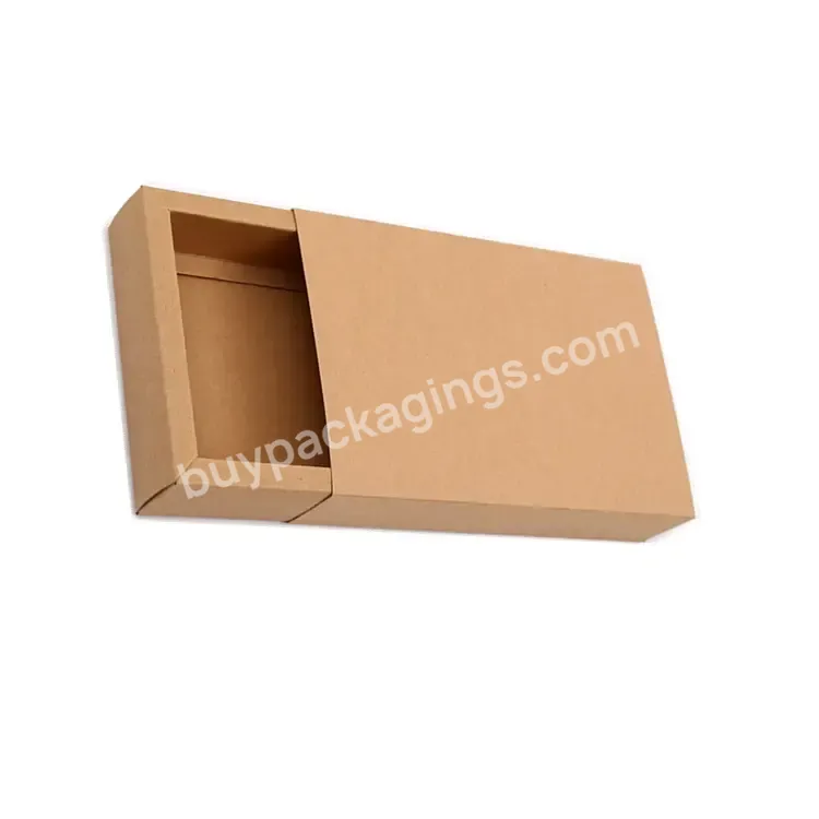 Factory Custom Logo Brown Cardboard Kraft Paper Luxury Sliding Drawer Box For Packaging