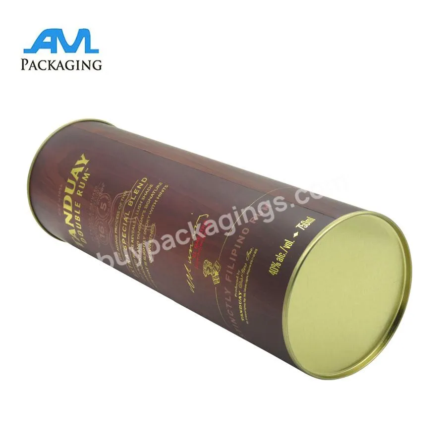 Factory  Custom Logo canister cardboard cylinder round box for recyclable liquor bottle