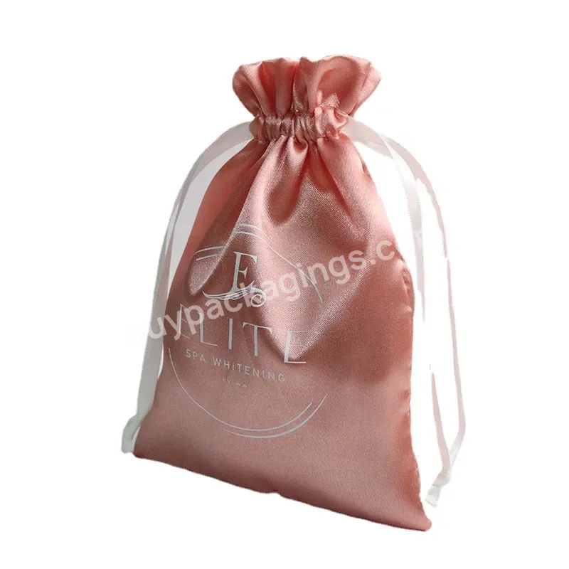 Factory Custom Logo Environmental Reusable Satin Drawstring Bag Satin Gift Bag Satin Jewelry Dust Bag