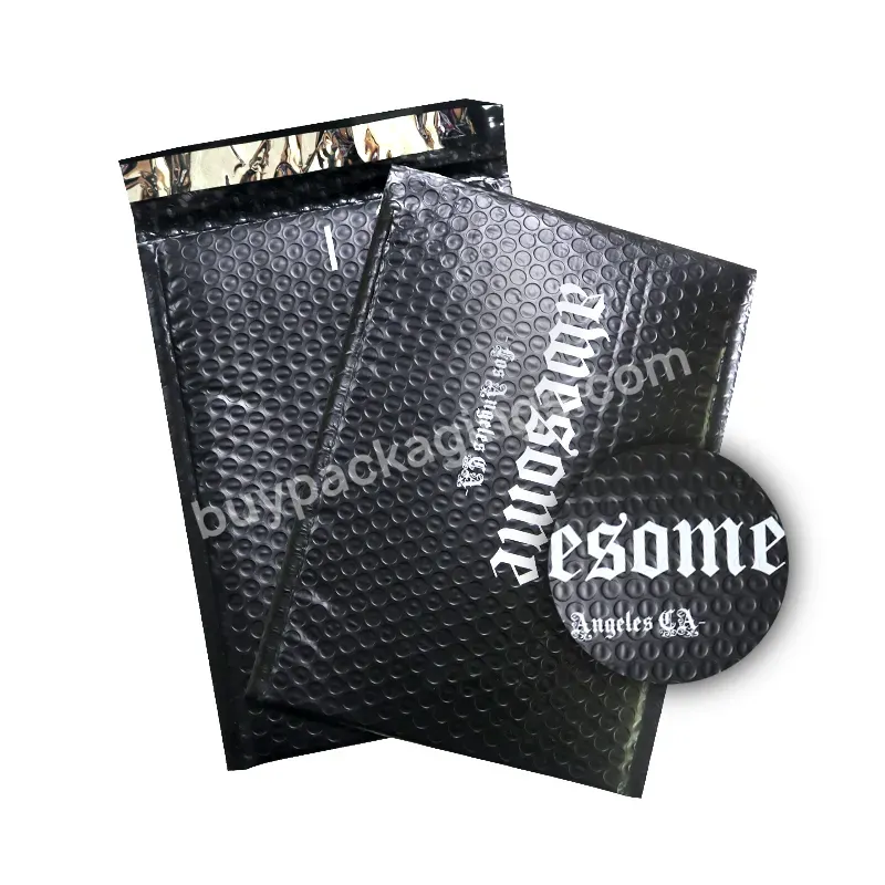 Factory Custom Logo Printed Strong Adhesive Black Bubble Mailer Bubble Mailer Padded Envelope Clothing Packaging