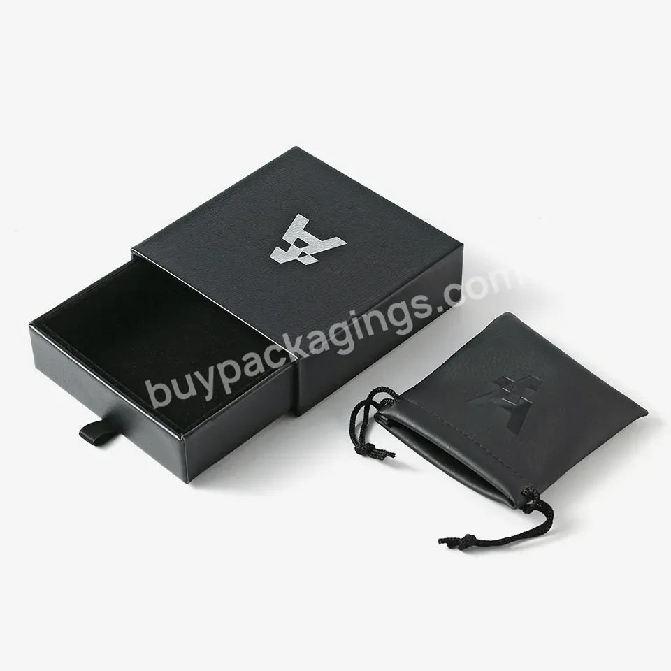 Factory Custom Logo Pu Leather Paper Bracelet Jewelry Box Packaging With Pouch