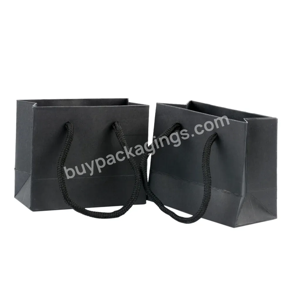 Factory Custom Logo Wedding Easter Birthday Party Gift Packaging Paper Bag With Handle Shopping Mini Small Black Paper Gift Bags