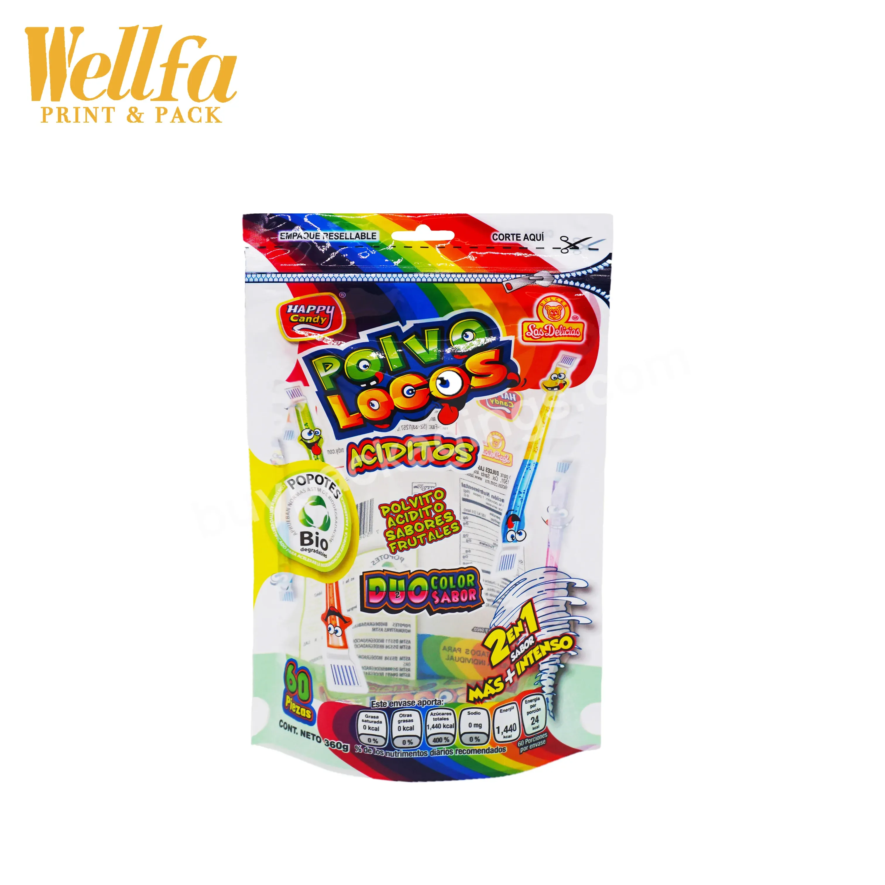 Factory Custom Low Moq Digital Printing Transparent Candy Plastic Stand Up Pouch With Zipper