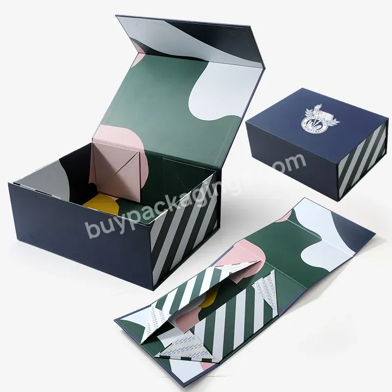 Factory Custom Luxury Eco Friendly Custom Square Shape Printing Hard Flip Top Folding Shoe Clothing Paper Box Magnetic Gift Box