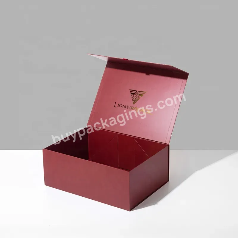 Factory Custom Luxury Flip Top Cardboard Red Paper Magnetic Gift Box Packaging Bag For Business Friend College Family