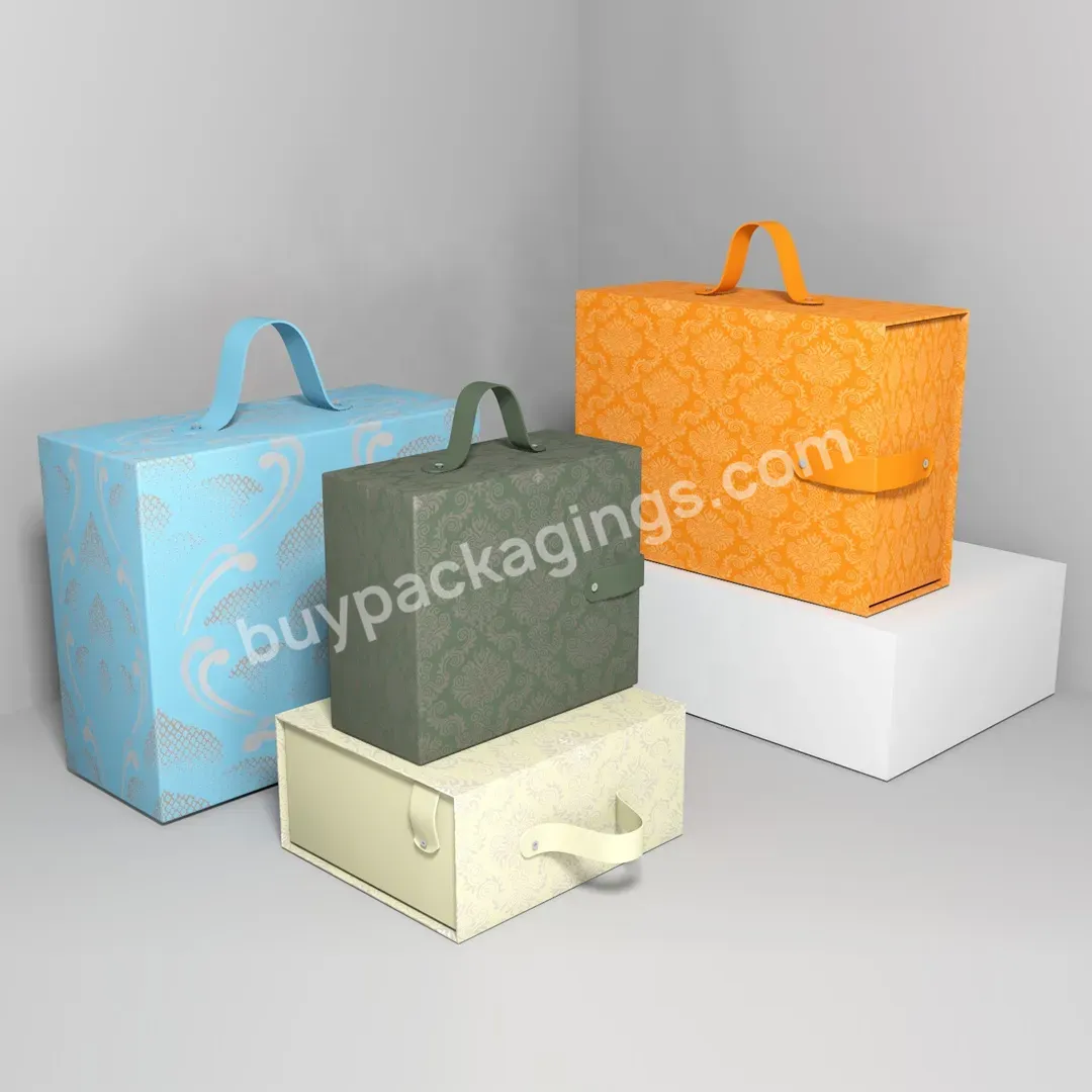 Factory Custom Luxury Paper Boxes Flip Top Box With Handle And Logo Printing