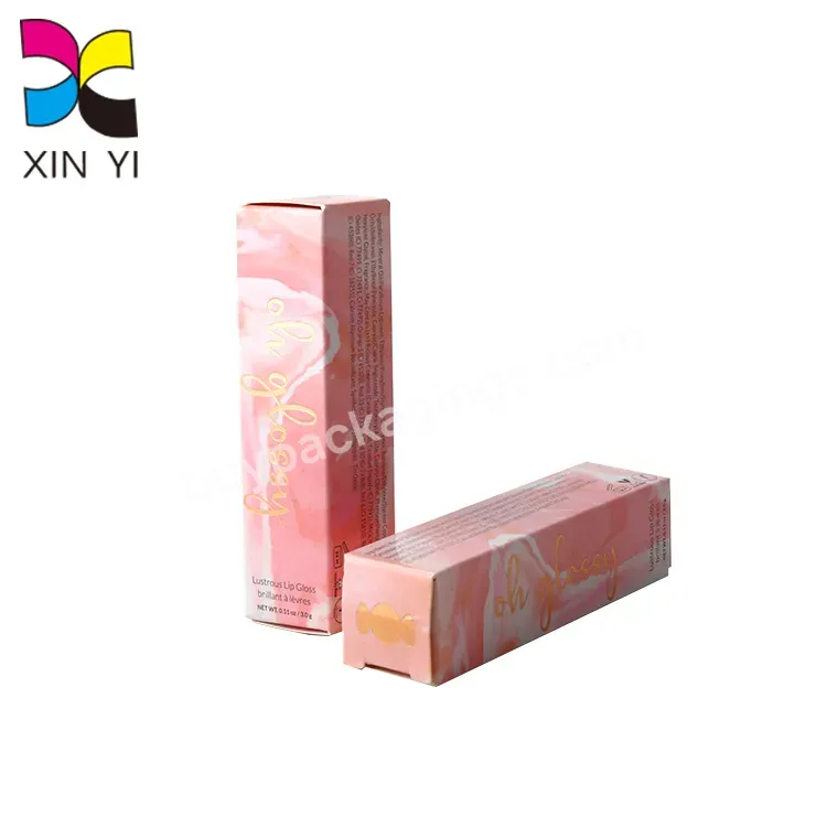 Factory Custom Paper Box Printing Gold Foil Logo Cosmetic Lip Gloss Small Custom Box