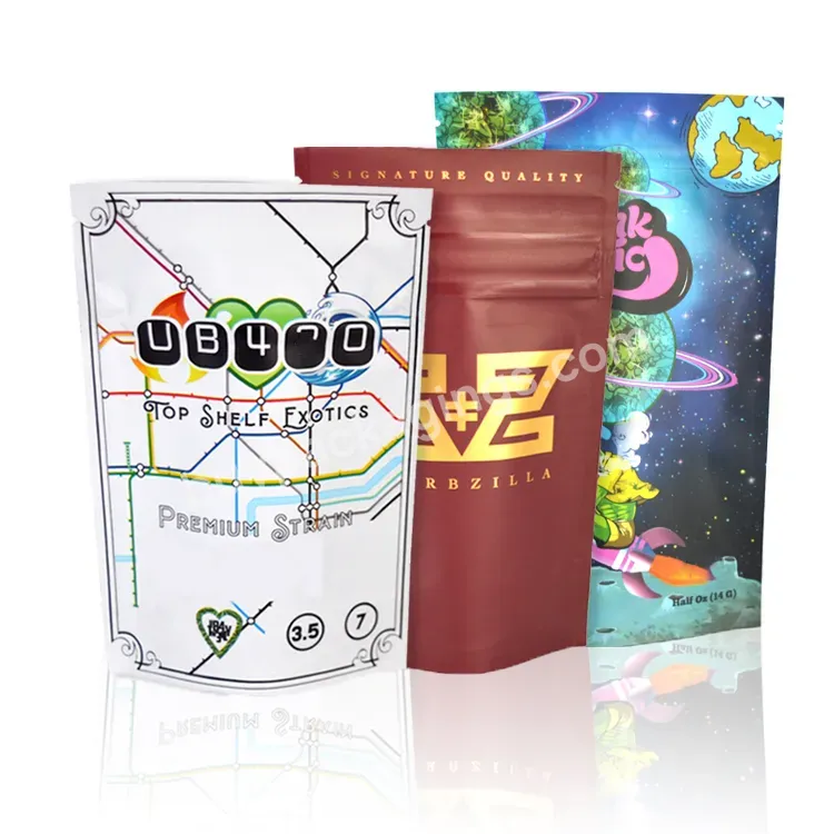 Factory Custom Plastic Bags Mylar Bag 35g Smell Proof Bag With Child Resistance