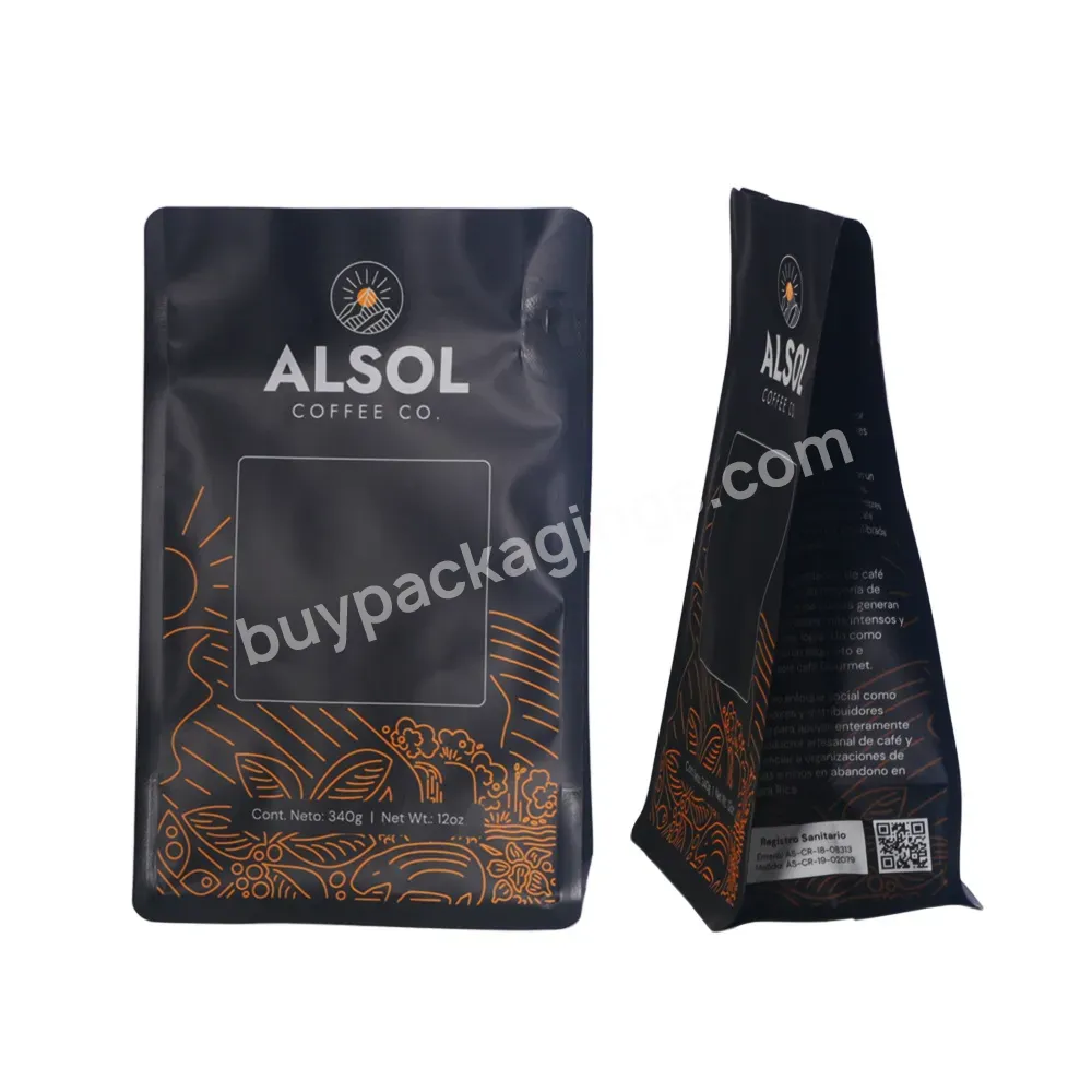 Factory Custom Printing Black Stand Up Pouch Coffee Bag Flat Bottom Coffee Bag 100gr - Buy Coffee Packaging Bag,Coffee Beans Packaging Bags,Coffee Bags With Valve.