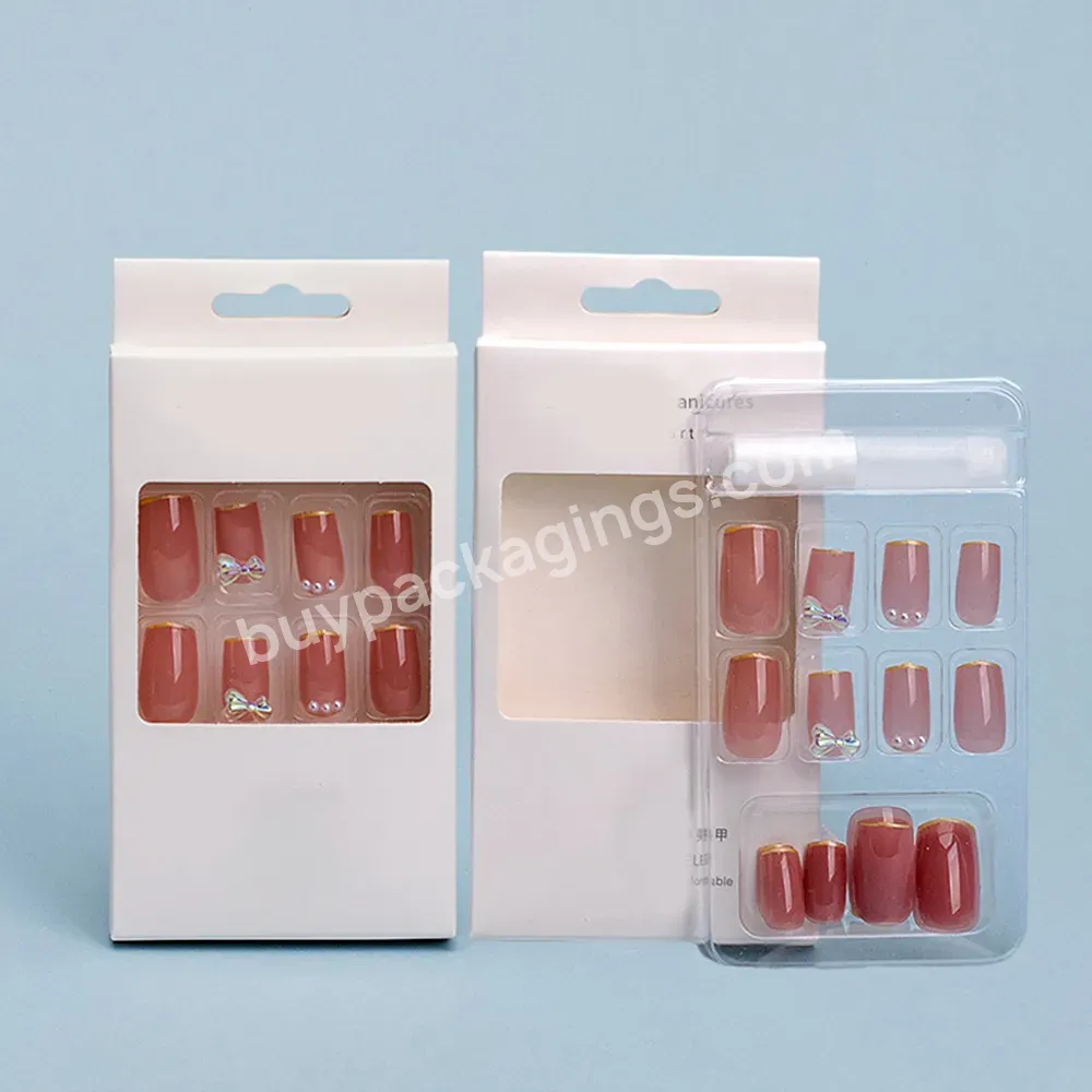 Factory Custom Printing Handmade Clear Round Acrylic Nails Polish Display False Nail Packaging Boxes For Art Nails Products