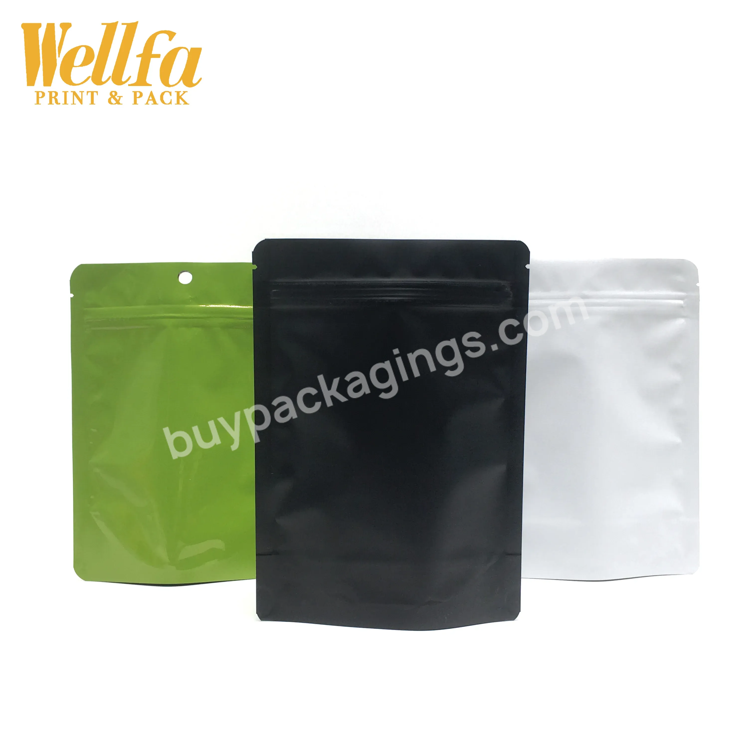 Factory Custom Printing Holographic Aluminum Foil Zipper Stand Up Pouch With Hang Hole Window