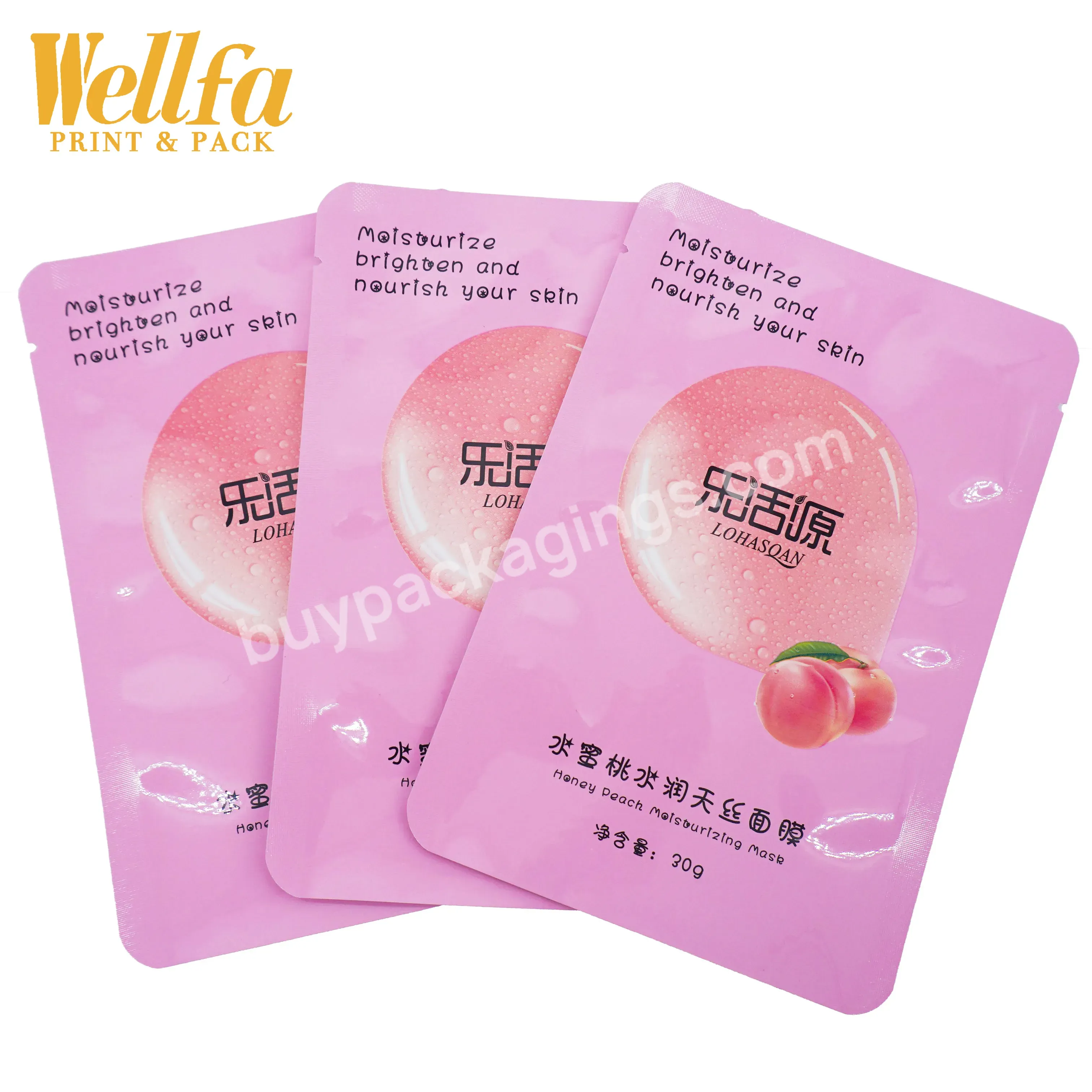 Factory Custom Printing Smell Proof Cosmetic Facial Lotion Oil Flat Packaging Bag