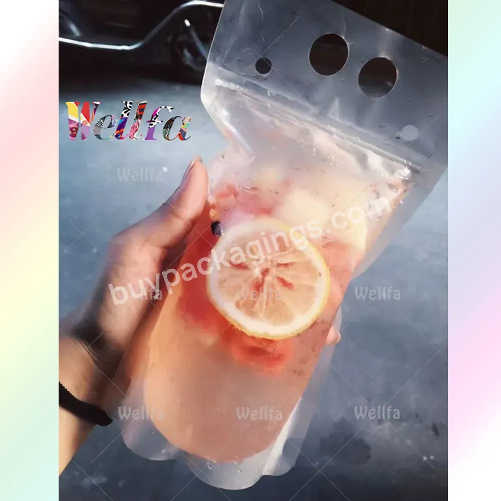 Factory Custom Printing Translucent Plastic Drinking Zipper Bags With Hang Hole For Fruit Juice