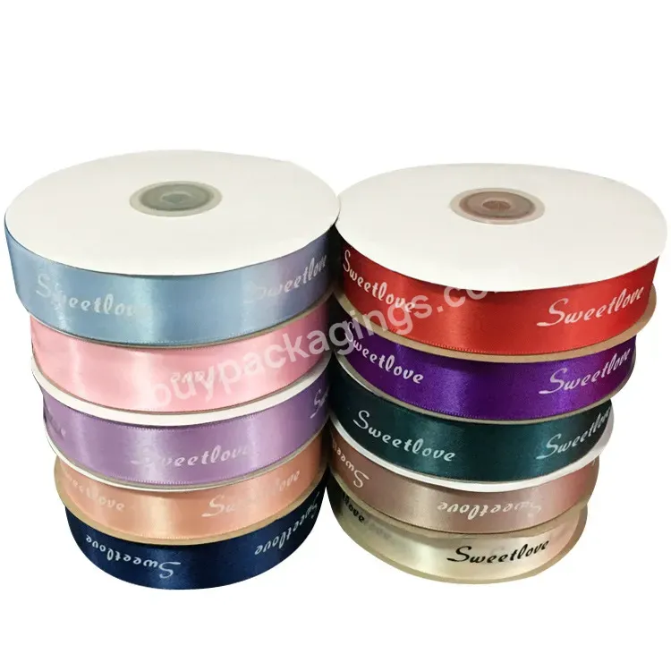 Factory Custom Satin Ribbons High End Printing 25mm Bouquet Gift Decoration Ribbon Sweet Love Logo Slik Ribbon