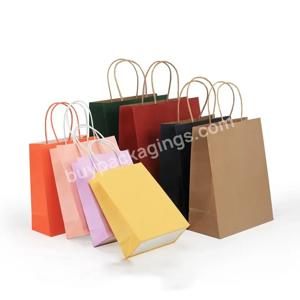 Factory Customization Wholesale Printing Kraft Paper Bag Handle Carrying Bag Takeaway Food Milk Tea Delivery Bag