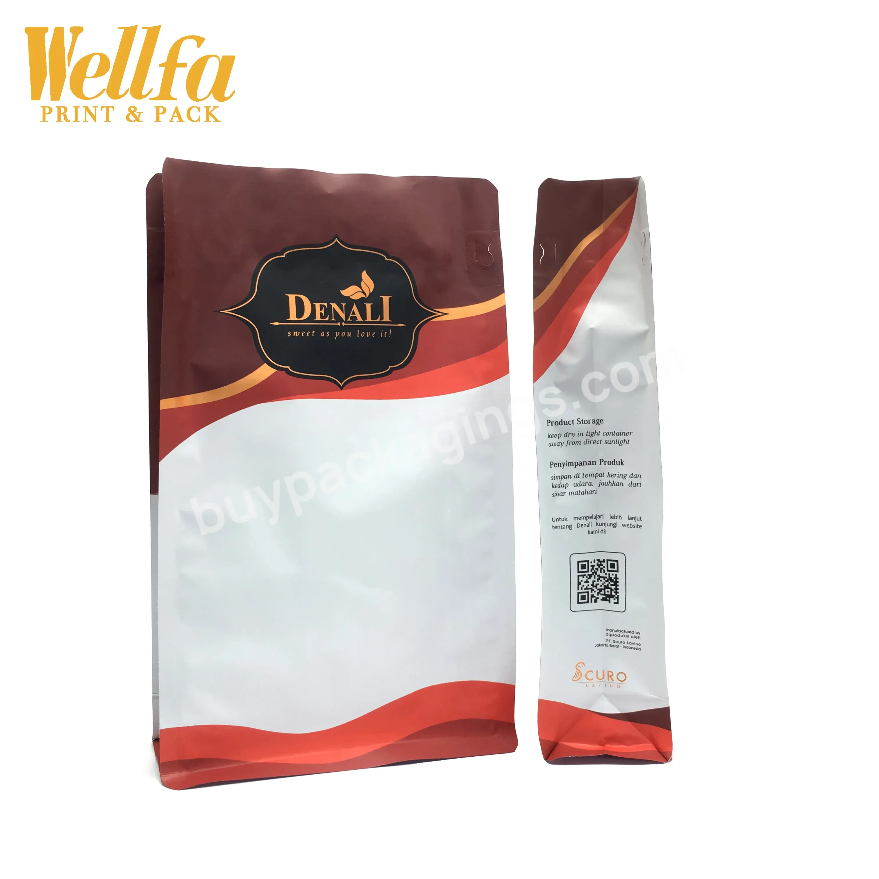 Factory Customize Cafe 250g500g1kg Custom Resealable Flat Bottom Flexible Packaging Chocolate Powder Ground Food Grade Doypack