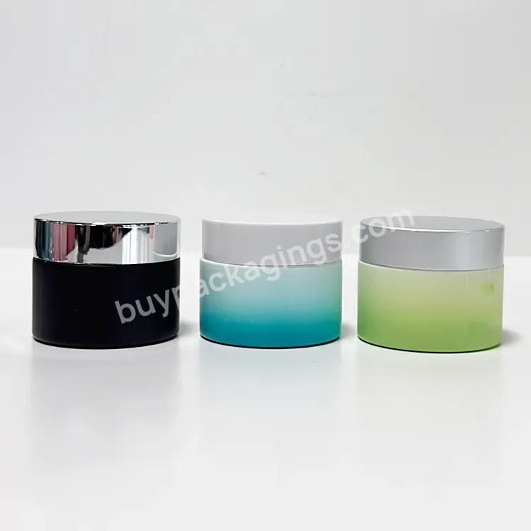 Factory Customized Color And Gradient Green Logo Opal Glass Cream Jar 30g 50g Container Packaging With Great Price Cosmetic